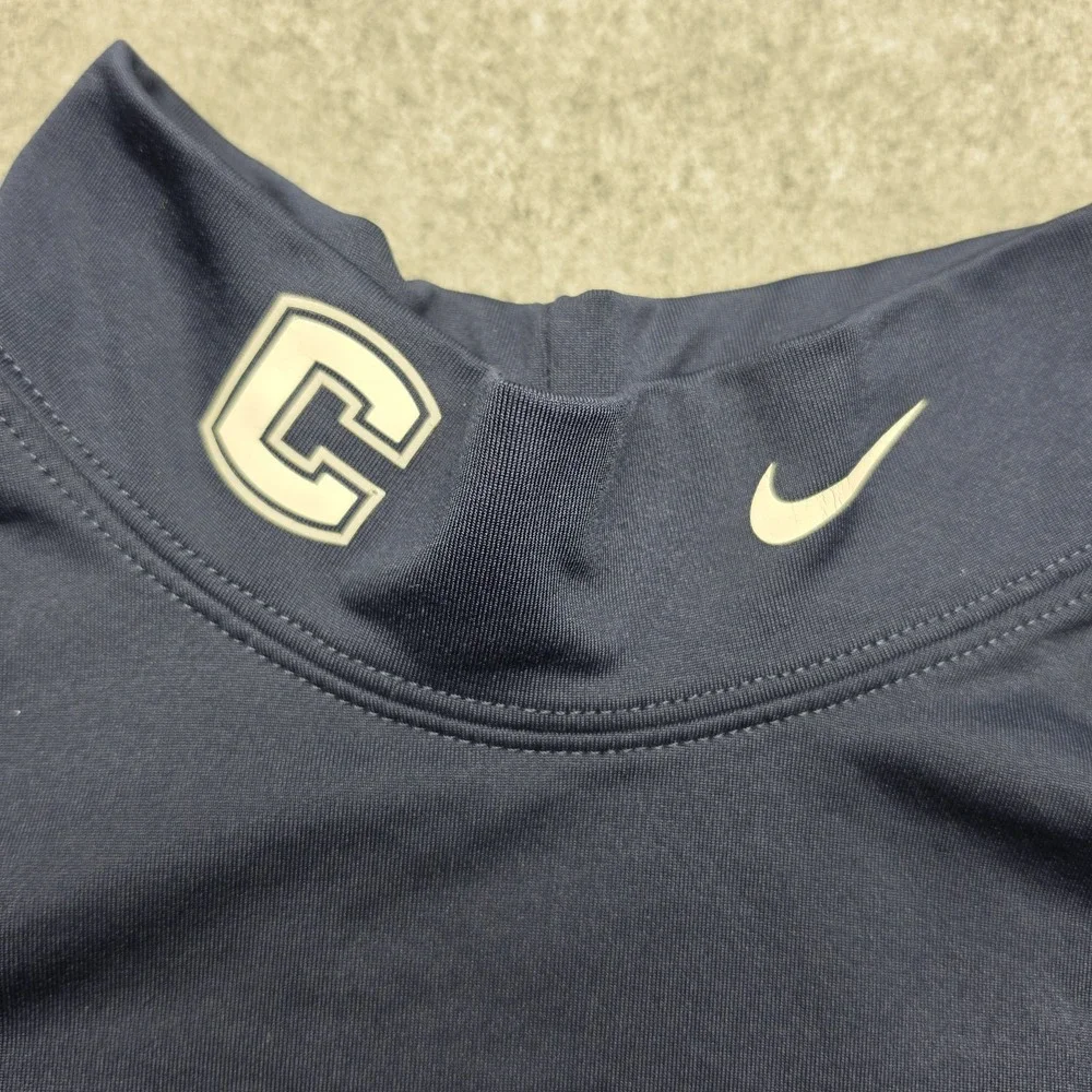 Nike Pro Therma-FIT Blue Mock Neck Long Sleeve Shirt Size S Logo
